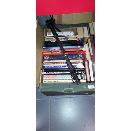 639 - Large Selection Of Mixed Books Plus A Camera Stick