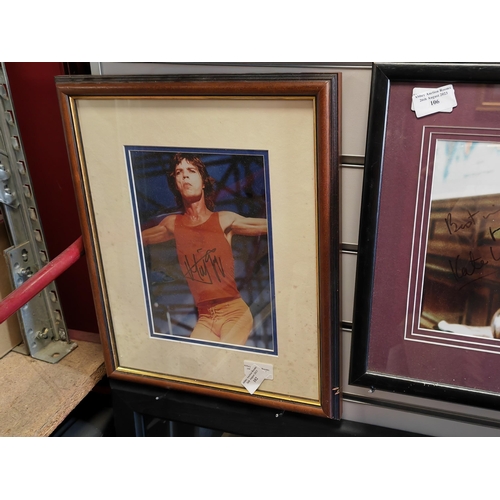 102 - Small Framed Photo Of Mick Jagger With Replica Signature