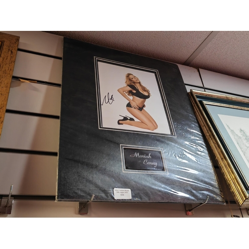 111 - Cardboard Mounted Photo Of Mariah Carey With Replica Signature