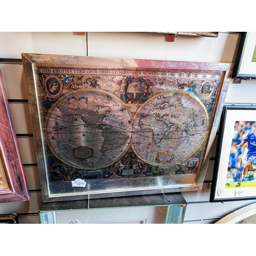 116 - Framed Map Of The World Coloured Picture