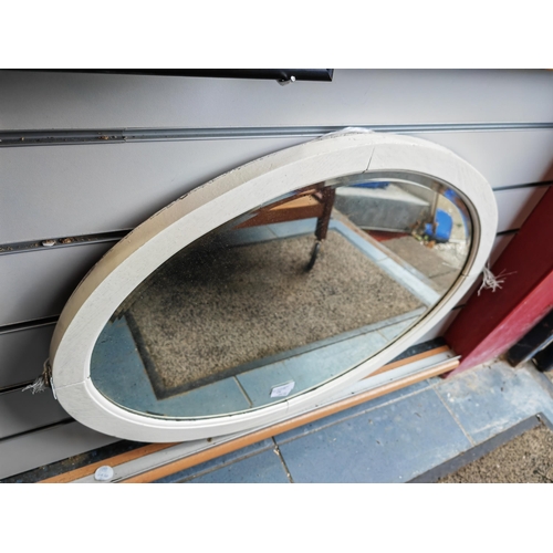 124 - White Framed Oval Mirror