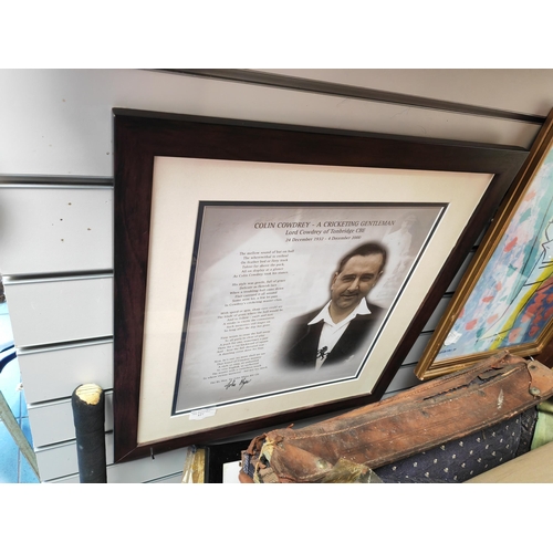 127 - Framed Photo Of Colin Cowdrey Cricketer Signed By John Major Certificate Of Authenticity On Back + C... 