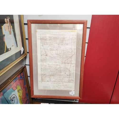 130 - Framed School Geography Map From June 1965