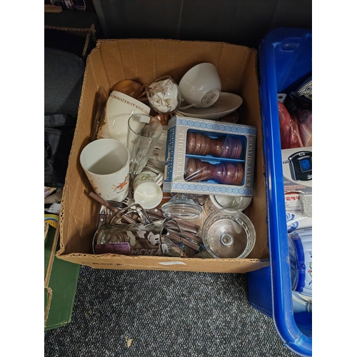 176 - Box Of Mixed Crockery And Cutlery Etc