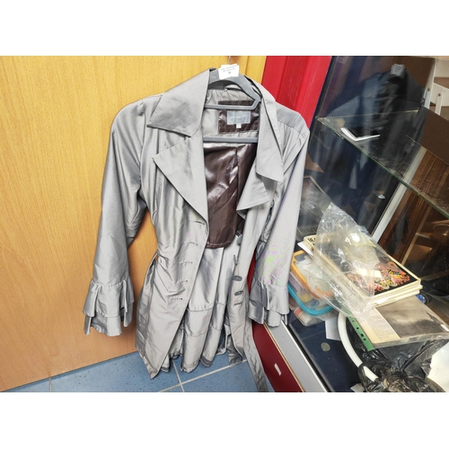 26 - Per Una Ladies Grey Long Coat Size 12