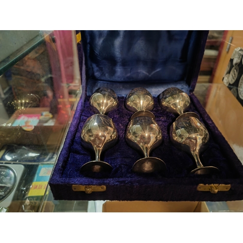 264 - Set Of 6 Silver Plated Goblets In Box