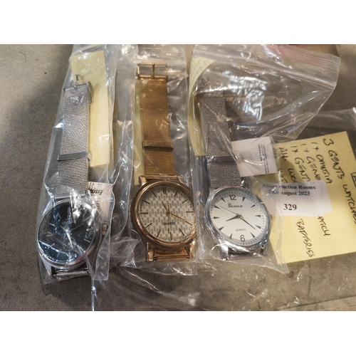 329 - 3 Gents Watches, 1 Omuja, 1 Geneva And Dress Watch