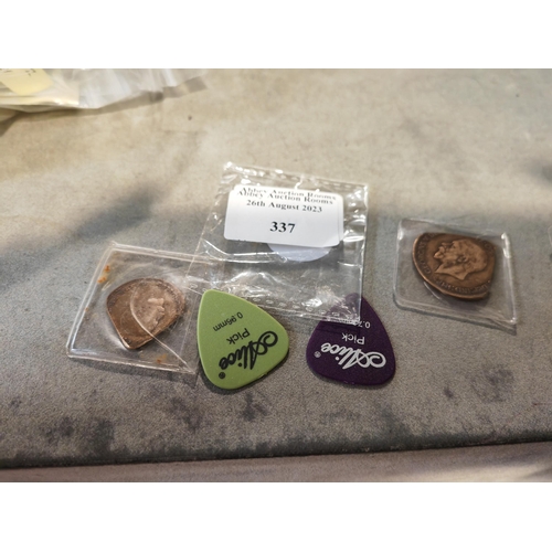 337 - 2 Bags Of Plectrums Made From Old Coins