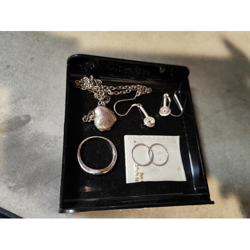 378 - Job Lot Of Silver Items, Heart Locket, Ring Etc