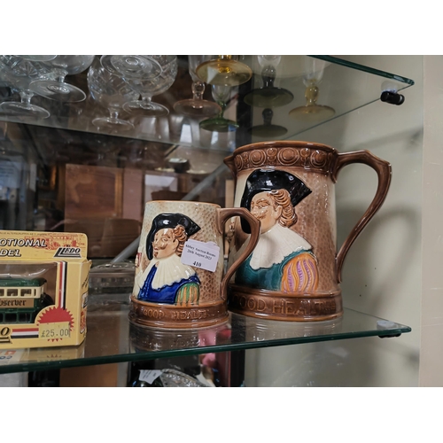 410 - One Small One Large Falconware The Laughing Cavalier Patterned Tankards