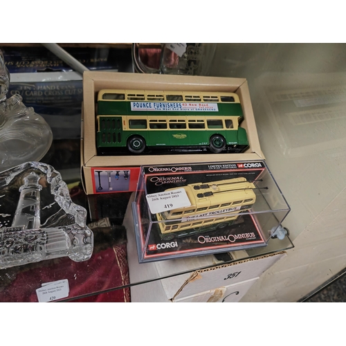 419 - Corgi Diecast Leyland Atlantean Bus Model 97341 Plus A Corgi Original Omnibus Trolley Bus In Case