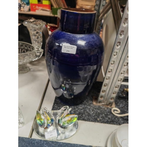 479 - Large Cobalt Blue Olive Jar 35Cm