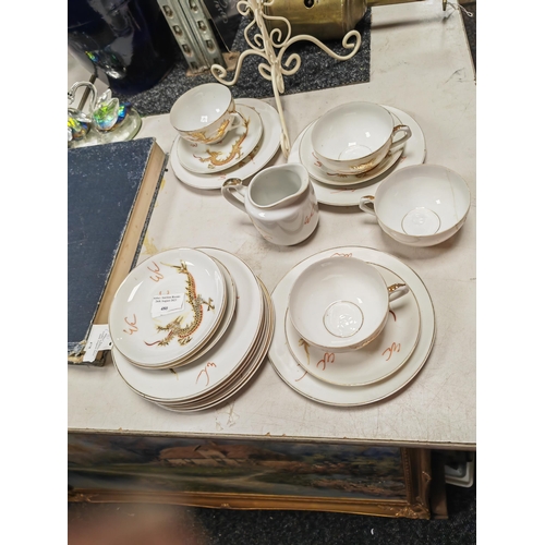 480 - Part Chinese Dragon Patterned Teaset