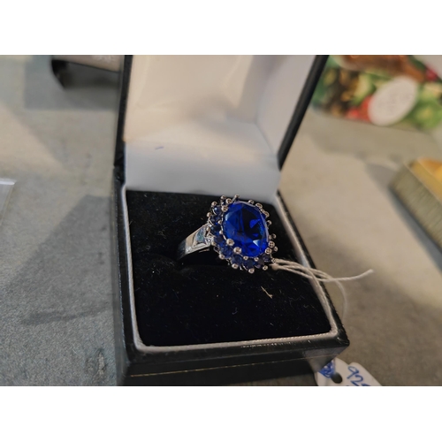 346 - Large Blue Diana Stone Dress Ring