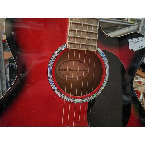 483 - Swift Accoustics Guitar With Strap Neck Repaired