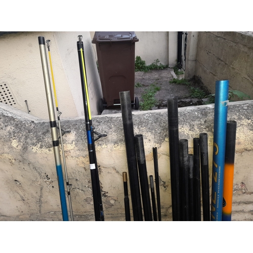 30 - Selection Of Fishing Rods Including 2 13ft Rods, Telescopic Handle And A Quanity Of Roach Poles