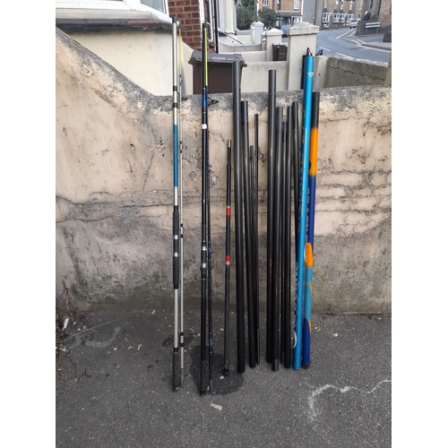 30 - Selection Of Fishing Rods Including 2 13ft Rods, Telescopic Handle And A Quanity Of Roach Poles