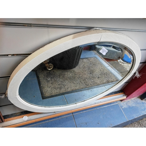 122 - White Framed Oval Mirror