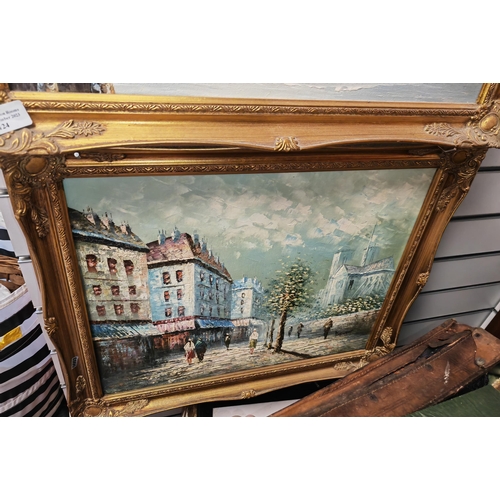 125 - Framed Oil On Board Of A Parisian Street Scene By Burnett