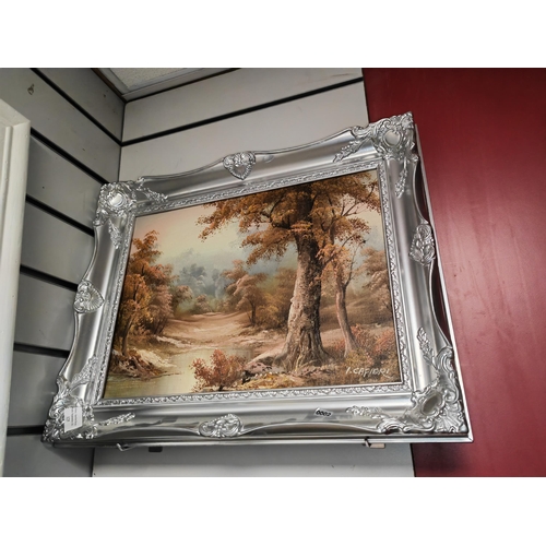 126 - Framed Oil On Board Of A Forest Scene Signed I Cafieri