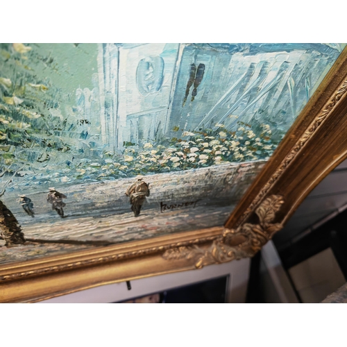 125 - Framed Oil On Board Of A Parisian Street Scene By Burnett