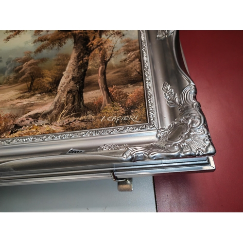 126 - Framed Oil On Board Of A Forest Scene Signed I Cafieri