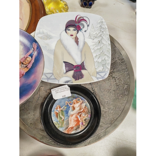 448 - 2 Framed Lady Diana Plates, 2 Marilyn Monroe Plates Plus Art Deco Style Lady Plate Plus One Small Fr... 