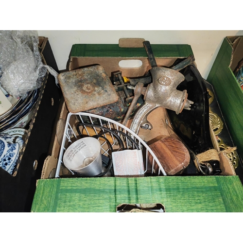 203 - Box Of Assorted Items Including A Mincer, Scales Etc
