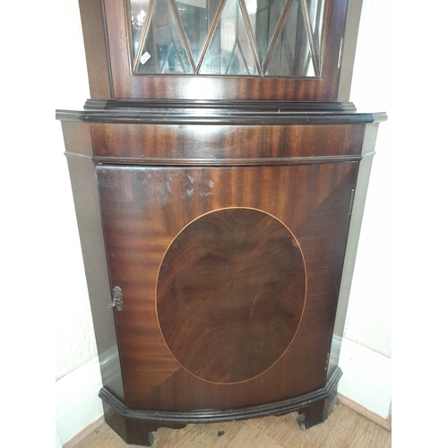 687 - Mahogany Glazed Corner Cupboard Slight Water Damage To Base