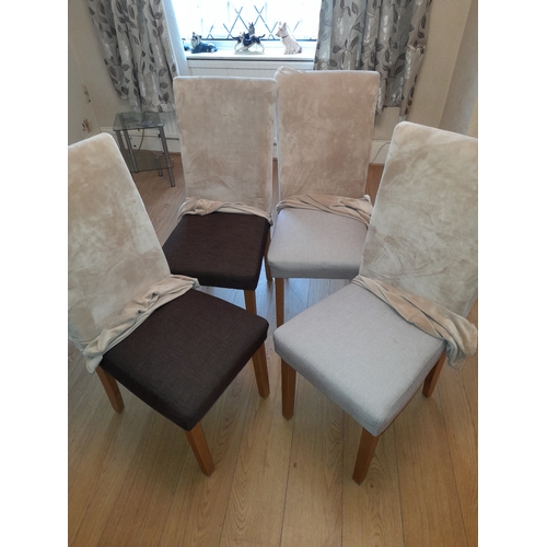 690 - Set Of 4 Dining Chairs With Covers (2 Grey, 2 Brown)