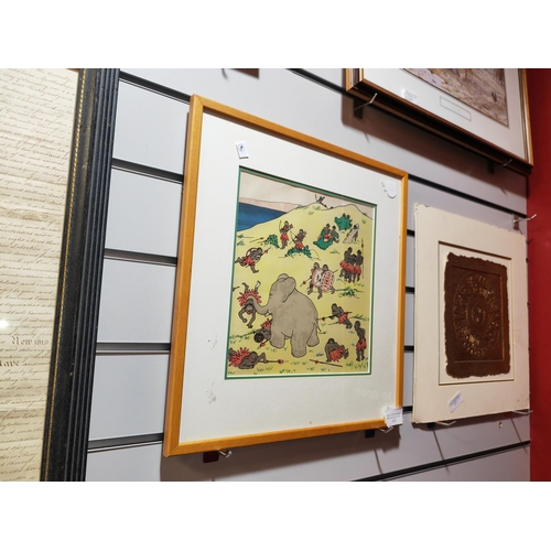 113 - Framed African Tribal Hunting Print 40Cm X 38Cm