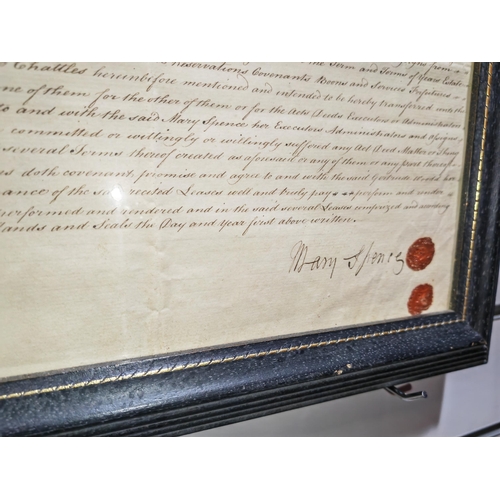 109 - Large Framed Indenture Dated 1787
