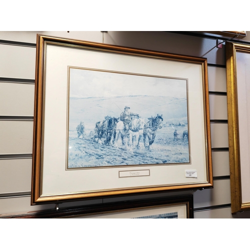 105 - Framed Print Of Horses And Ploughs