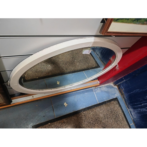 118 - White Framed Oval Mirror