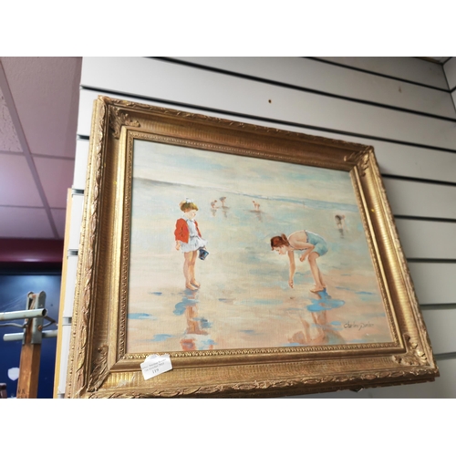 119 - Framed Oil On Board Of A Beach Scene By Charles Parker