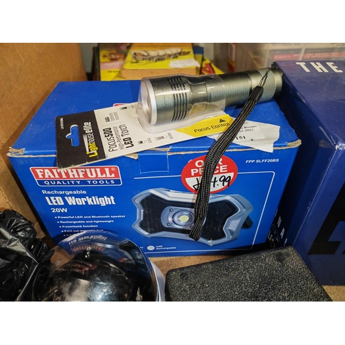 151 - Unused Faithful Rechargeable Led Work Light With Bluetooth Speaker And Unused High Performance Led T... 