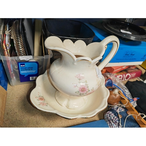 247 - Floral Patterned Jug And Bowl Set