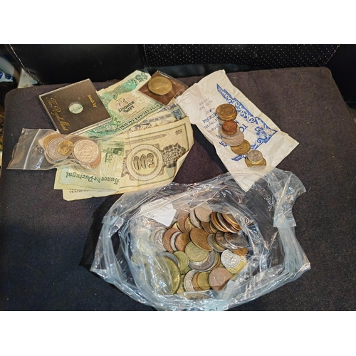 268 - Bag Of Foreign Coins And Bank Notes