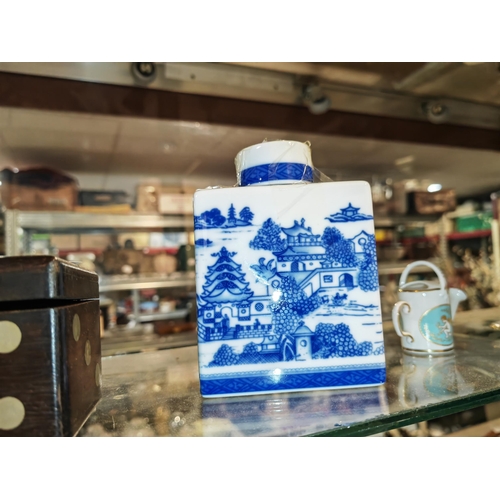 310 - Chinese Blue And White Oriental Tea Caddy