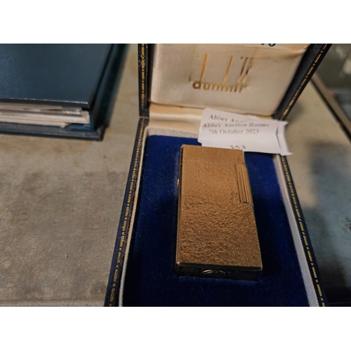 353 - Vintage Dunhill Gold Plated Lighter With Original Case And Paperwork