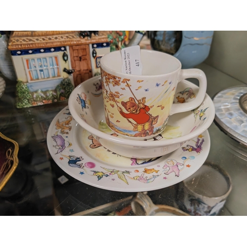 417 - Rupert Bear Cup, Bowl And Saucer By Wedgwood 1988