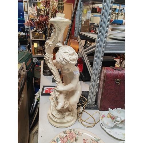 426 - Resin Cherub Large Table Lamp No Shade