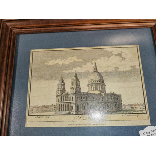 447 - Small Framed 18Th Century Print Of St Paul'S Cathedral