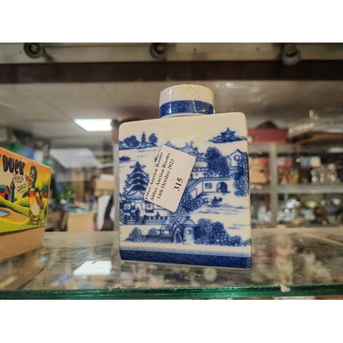 315 - Chinese Blue And White Oriental Tea Caddy