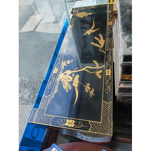 47 - Large Black Lacquered Chinese 2 Door Sideboard