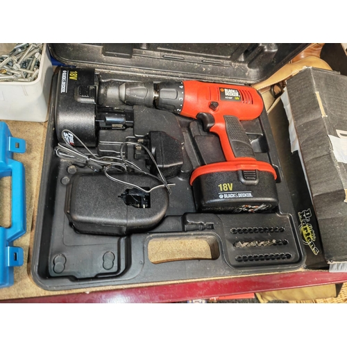 161 - Black And Decker Cordless Drill With 2 Batteries And Charger In Case Working