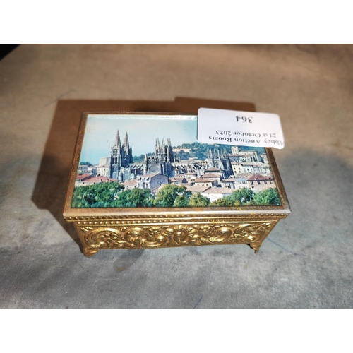 364 - Small Trinket Box With Picture To Lid