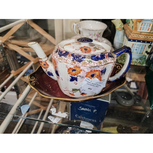 404 - Carlton Ware Rogue Royale Dish + Haddon Hancock & Sone Imari Patterned Teapot