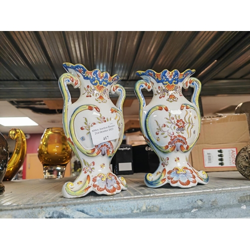 417 - Pair Of French Continental Vases One A/F