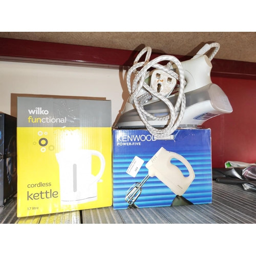 604 - Wilko'S Kettle, Electric Mixer Plus A Steam Iron